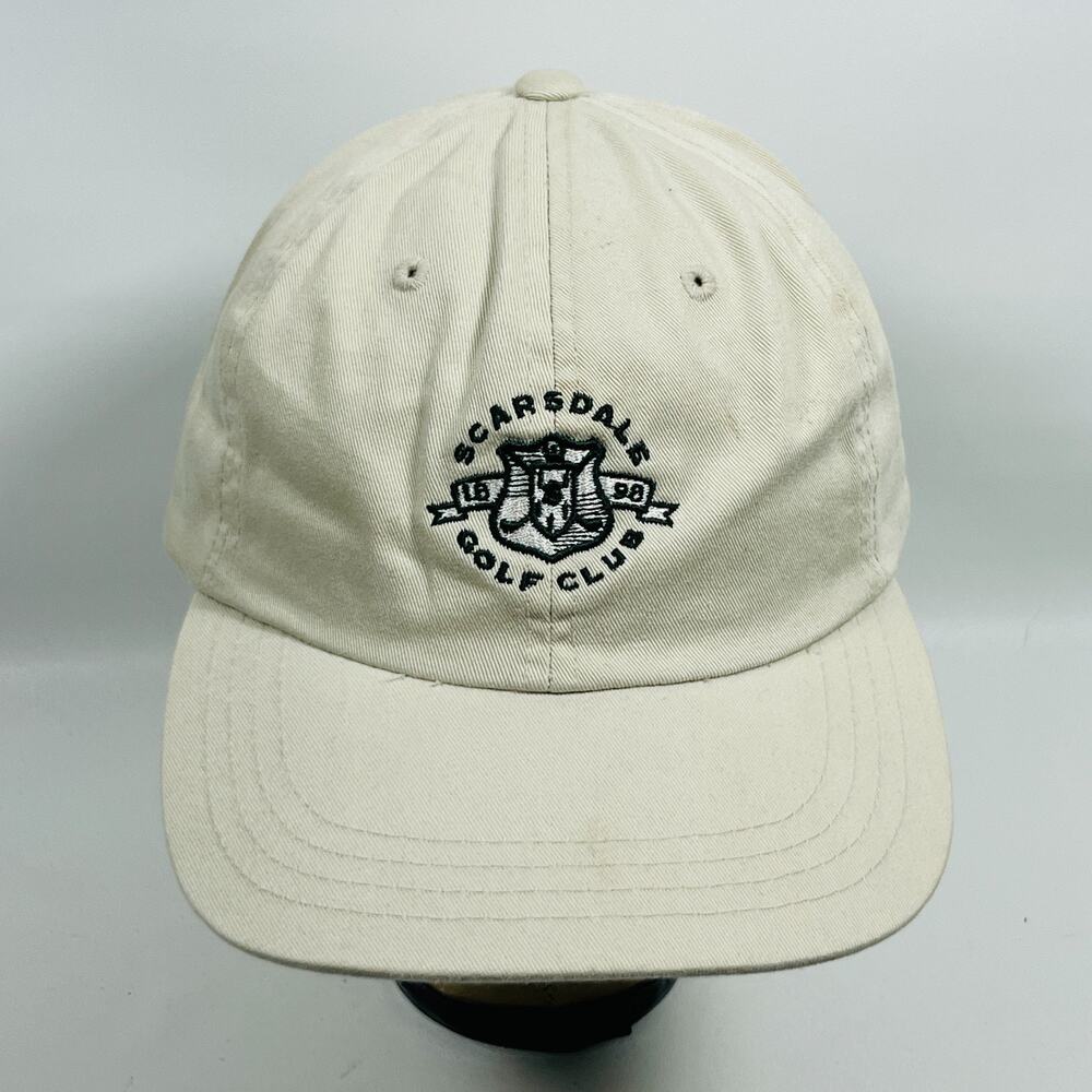 SCARSDALE GOLF CLUB Hat Adult OS SCG Hartsdale NY Private Cap Twill Cotton Beige